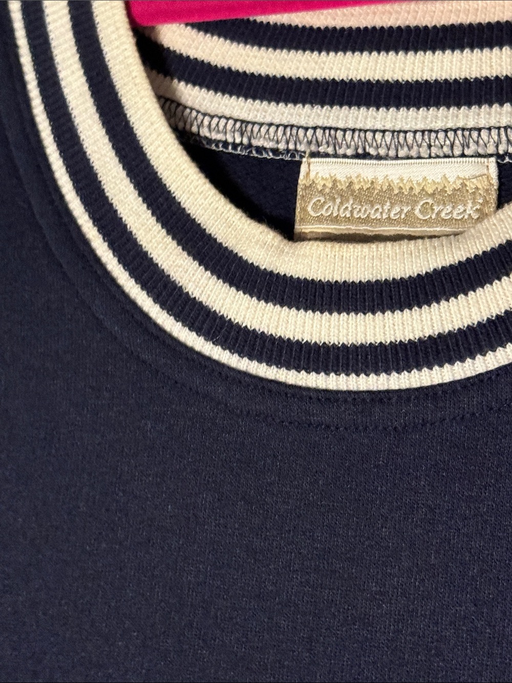 Coldwater Creek Navy Maxi Dress with White Striped Trim M - Picture 4 of 7